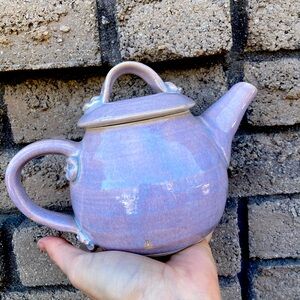 Lavender purple handmade pottery teapot